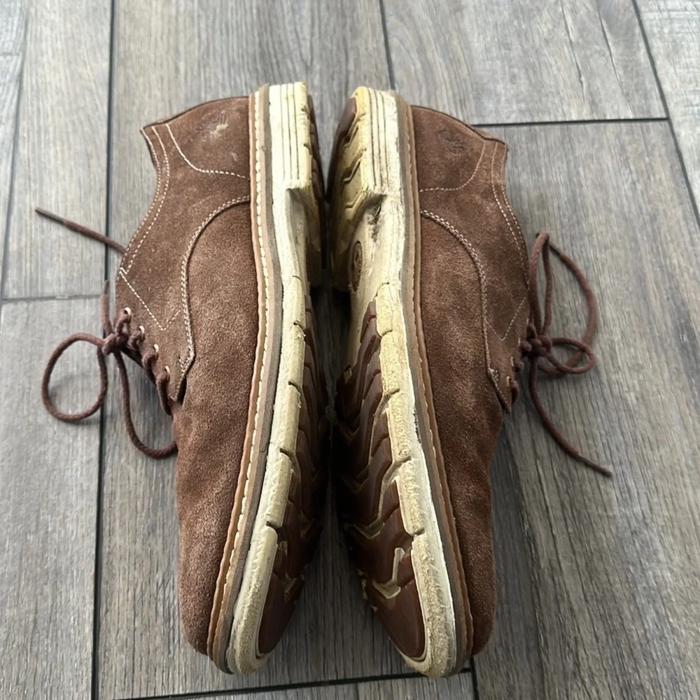 Timberland brown tan soft suede lace up oxfords with sensorflex 9.5 fall winter